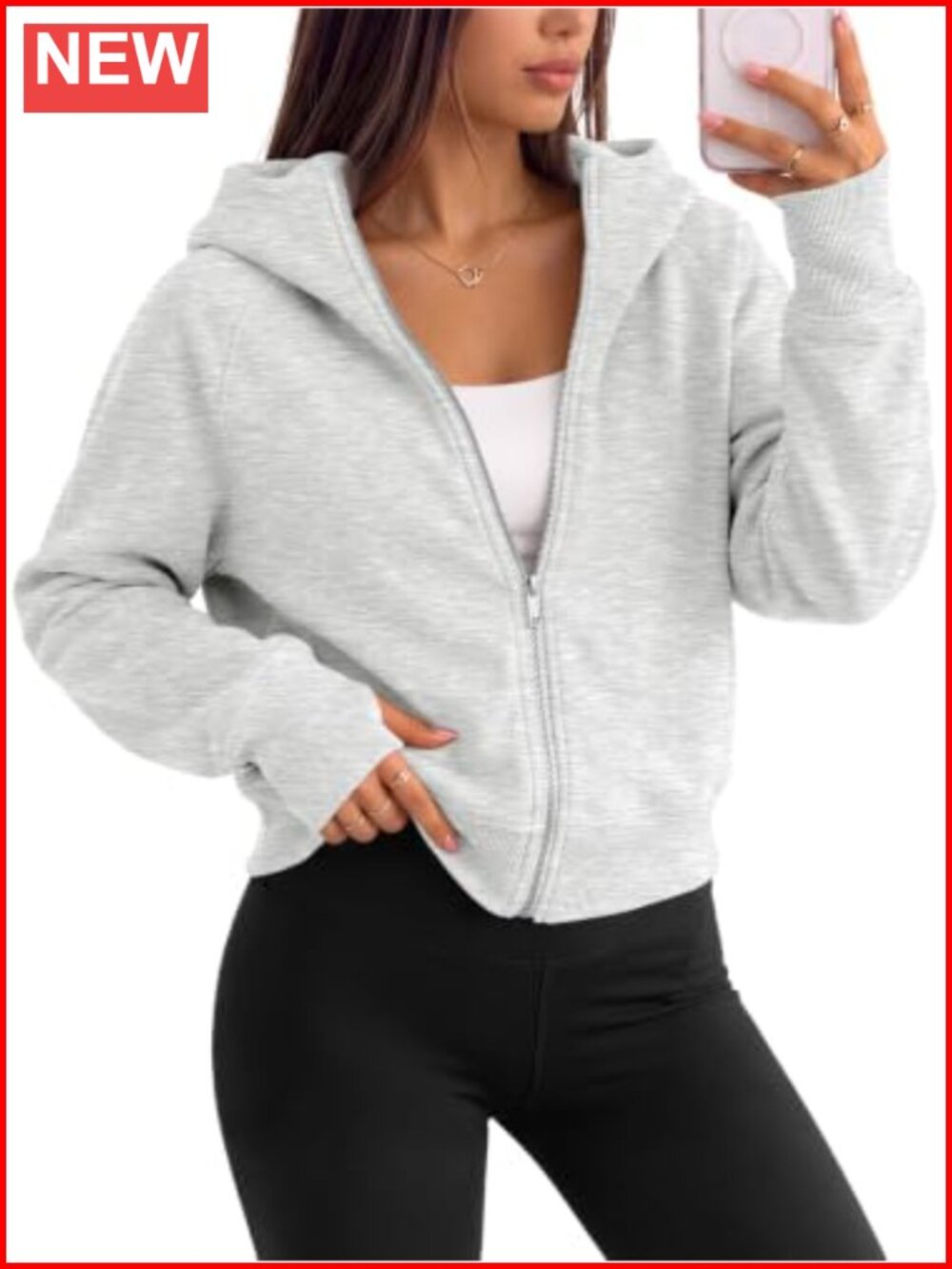 Womens Full Zip Up Cropped Hoodie Lightweight Fleece Sweatshirt